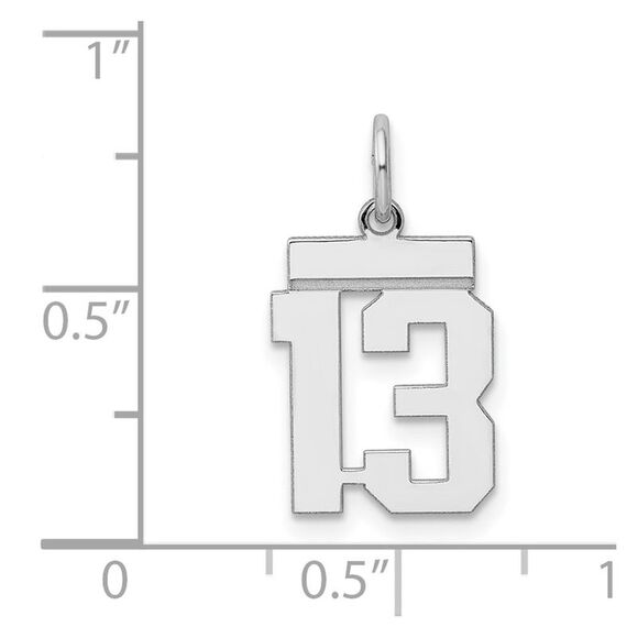 Sterling Silver, Athletic Collection, Small Polished Number 13 Pendant - Picture 4 of 5